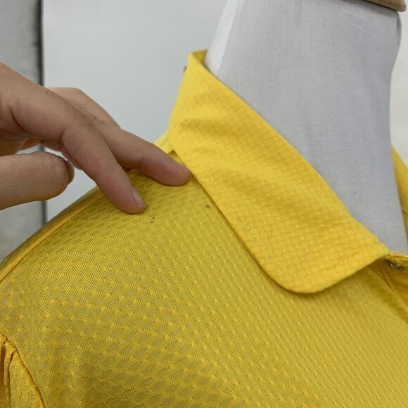 Daily Sports Polo Shirt Womens L Yellow Stretch Collared Snap Button Troon Club - Picture 7 of 16